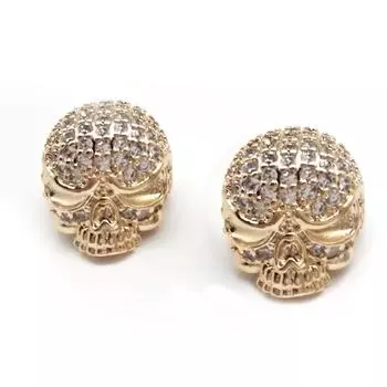 1шт Ретро Черный Цирконий Шарм Череп Бусины Для DIY Мужские Ювелирные Аксессуары золотой