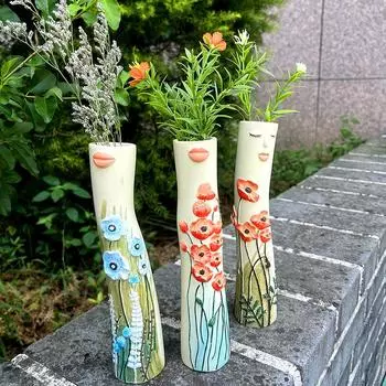 1шт романтическая модная ваза из смолы с ручной росписью в виде человеческого лица, семейная цветочная ваза, цветочная композиция
