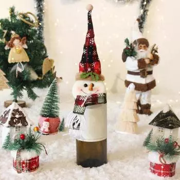 1шт Рождественская елка Подвеска Рождественские праздничные украшения Санта-Клаус Снеговик Держатель для бутылок