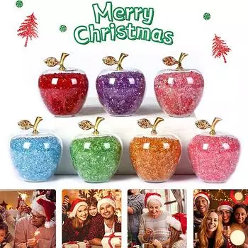 1шт Рождественские яблоки Яблочные украшения Хрустальное яблоко Сочельник Стеклянное яблоко Яблоко Украшение розовый