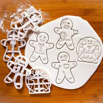 1шт Рождественский пряничный человечек формочки для печенья Diy пластиковый мультфильм прессуемая форма