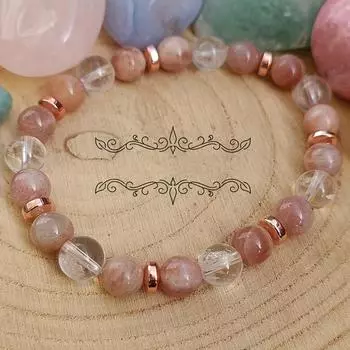 1шт Розовый браслет из бисера с натуральными драгоценными камнями диаметром 8 мм — идеальный выбор для подарка розовый