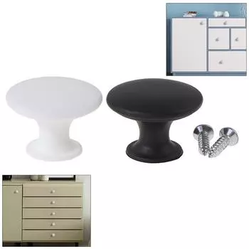 1шт. Ручка без удара. Простая круглая ручка в виде гриба. чёрный