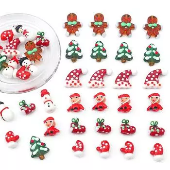1шт ручная роспись глазурованные забавные мультяшные бусины Рождественский шарм для самостоятельного изготовления ювелирных изделий 14x18mm