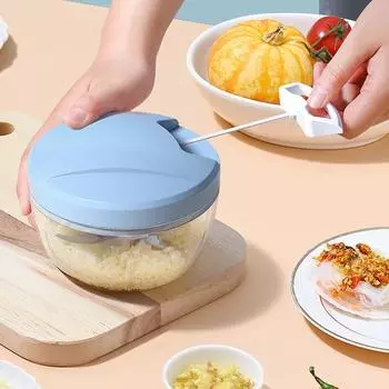 1шт ручной измельчитель ручной веревочный кухонный комбайн измельчитель для салата чеснокорезка лука кухонный инструмент аксессуары синий