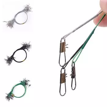 1шт рыболовный крючок леска из нержавеющей стали анти-клещ леска с вертлюжком рыболовный поводок проволока аксессуары 15CM зелёный