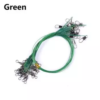 1шт рыболовный поводок с поворотным крючком для рыболовной лески из нержавеющей стали, противоукусная леска, спортивная проволока 15CM зелёный