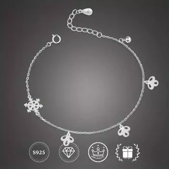 1шт S925 простой модный милый кулон в виде снежинки ножной браслет, подарок на день рождения S925