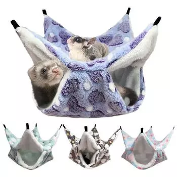 1шт сахарный планер утепленный двухслойный гамак, гамак для домашних животных, подвесной спальный мешок для белки 34x34cm розовый