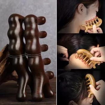 1шт сандаловое дерево массажная расческа головка меридиан скальп плечи шея антистатическая