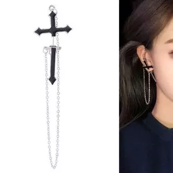 1шт серьги-цепочки стильный крест дизайн неаллергенные декоративные нежные висячие серьги для повседневной жизни