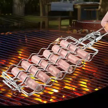 1шт сетка для гриля для барбекю, жареная рыба, овощи, стейк, колбаса, походная вечеринка, поднос, инструменты, ручной съемный складной портативный гриль для барбекю чистый