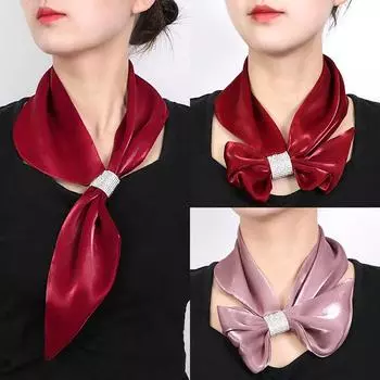 1шт шелковый шарф тонкий длинный бандана галстук воротник шаль шейный платок маленький шейный платок сверкающий бриллиант корейский стиль