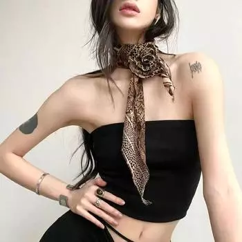 1шт шелковый шарф воротник лента леопардовый принт резинка для волос роза шаль DIY повязка на голову шейный платок аксессуары для волос мягкий платок