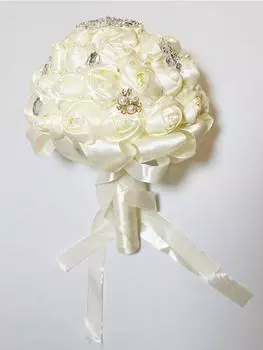 1шт шелковый свадебный букет для невесты, свадебный букет, свадебный букет для невесты, букет подружек невесты с бриллиантовыми жемчужными кристаллами для свадебной вечеринки красный
