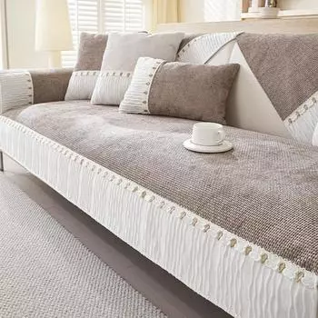 1шт шенилловое полотенце для дивана, однотонная подушка для гостиной, нескользящая подушка для дивана, шезлонга, подлокотника, комбинированные чехлы 70x70cm 1pc