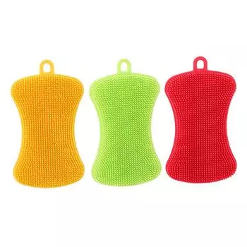 1шт силиконовая губка для мытья посуды скруббер кухонный чистящий антибактериальный инструмент подарок красный