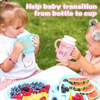 1шт силиконовая ручка для бутылочки, мягкая силиконовая ручка для детской бутылочки, универсальная, ребенку удобно держать в руке, розовая, синяя, зеленая, белая розовый