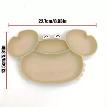 1шт силиконовая тарелка для крабов, интегрированная разделенная с присоской для вспомогательного кормления бежевый