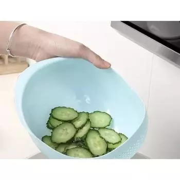 1шт силиконовый дуршлаг с ручкой - многофункциональная сливная корзина для мытья риса, фруктов и овощей, идеальный кухонный органайзер синий