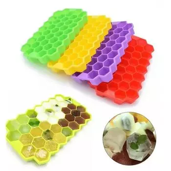 1шт. Силиконовый гибкий лоток для льда на 37 кубиков, морозильник с крышкой для охлажденных напитков, виски, коктейлей, кухонных принадлежностей with lid оранжевый