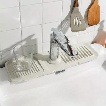 1шт силиконовый коврик для слива, силиконовый брызгозащитный коврик для раковины, коврик для крана, гаджеты для раковины, брызгозащитный коврик за краном, кухня, ванная комната, держатель для губки для раковины белый