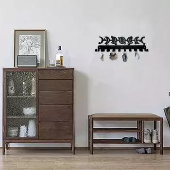 1шт симпатичная настенная полка для хранения одежды в форме луны с крючками - металлическая полка для чашек для ключей, шляп, одежды и предметов домашнего обихода бронзовый