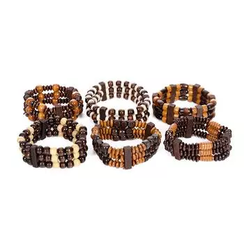 1шт смешанный дизайн деревянные бусины браслет женщины мужчины ювелирные изделия мода эластичный деревянный браслет onesize