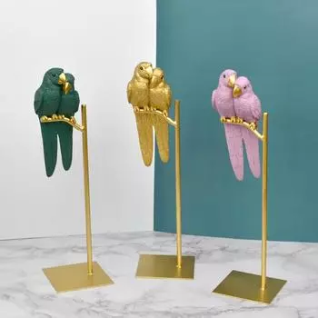 1шт смоляная птица украшение для гостиной многоцветный попугай креативная статуэтка попугая украшение для дома золотой