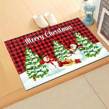 1шт снеговик прихожая вход домашний декор ванная комната коврик для ванной коврики рождественские елки рождественский ковер декоративные нескользящие коврики с принтом 40*60cm