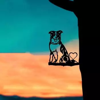 1шт Собака на ветке стальной силуэт металлическая настенная живопись: Идеальное украшение патио на день рождения бежевый