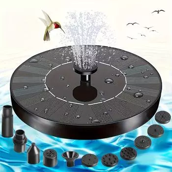 1шт Солнечный фонтанный насос, Waterscape Открытый Солнечный фонтан для птиц, Независимый плавающий, Для садов, террас, ванн, прудов, бассейнов чёрный
