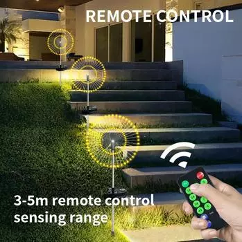 1шт солнечный пульт дистанционного управления индукционный газонный свет с 8 режимами освещения уличные фейерверки огни для двора садовая дорожка декор