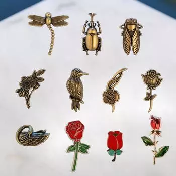 1шт сплав брошь винтажный воротник игла украшение для одежды пчела/цветок/птица/олень рубашка несколько вариантов доступны
