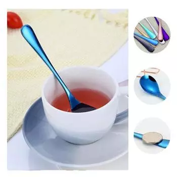 1шт сплошной цвет из нержавеющей стали кофе чай крем ложка для коктейля столовые приборы чёрный