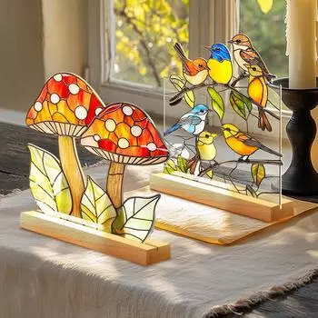 1шт статуэтка многоцветная двухсторонняя окрашенная акриловая ветка для цветов с основанием прозрачные настольные украшения подарки ремесло украшения