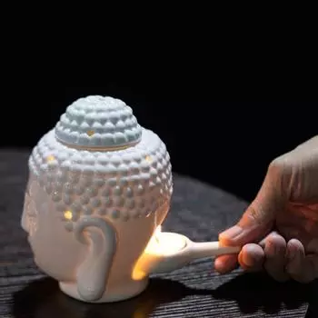 1шт статуя головы Будды для помещений свеча масляная горелка салон красоты свеча арома масляная печь массажный салон декор 2 цвета чёрный