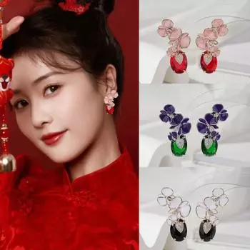 1шт Стильные и изысканные трехмерные серьги-цветы, легкие роскошные серьги.