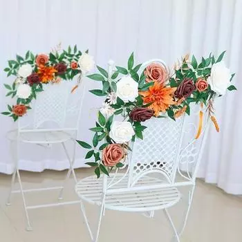 1шт стулья цветочные свадебные украшения прохода искусственные цветы гирлянда центральные элементы цветочная композиция свадебный знак приветствия декор белый