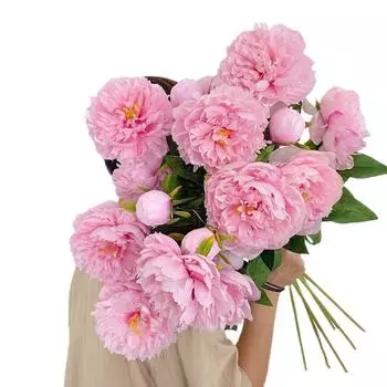 1шт свадебная цветочная композиция домашний декор 2 головки высококачественных искусственных цветов 62 см шелковые пионы элегантный и роскошный букет пионов