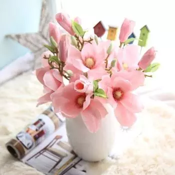 1шт Свадебный отель Искусственная магнолия Шелковая ткань Цветочная вечеринка Домашнее украшение розы красного