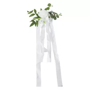 1шт свадебный стул цветок для церкви машина деревенская свадьба шелковый цветок реквизит для фотосъемки 46x27см белый