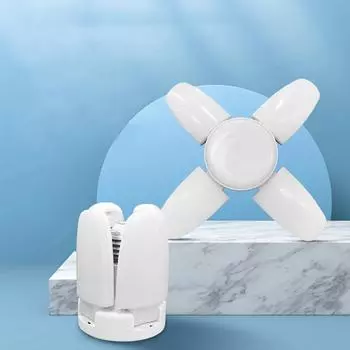 1шт светодиодная четырехлепестковая складная лампа с четырьмя листами, бытовая E27 винтовая мощная энергосберегающая лампочка белый