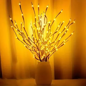 1шт светодиодные гирлянды из веток, 16 светодиодов, искусственные гирлянды из веток ивы для освещения ваз, декоративные гирлянды своими руками на День благодарения и Рождество