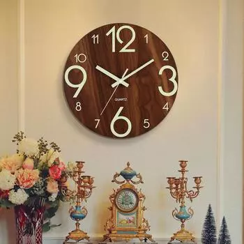 1шт светящиеся деревянные настенные часы деревянные доски бесшумные часы светящиеся флуоресцентные часы