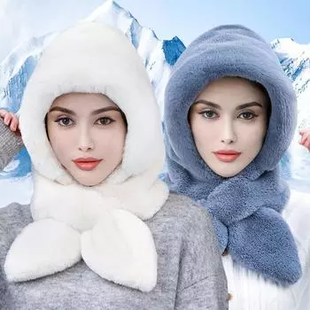 1шт толстая защита ушей ветрозащитная уличная женская зимняя искусственная меховая шапка с капюшоном шарф шарфы