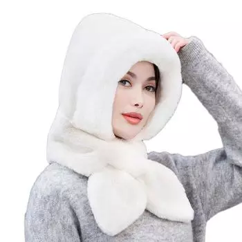 1шт толстая защита ушей ветрозащитная уличная женская зимняя искусственная меховая шапка с капюшоном шарф шарфы