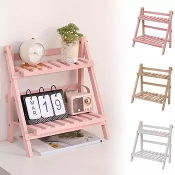 1шт трапециевидный 2-ярусный настольный стационарный офисный декор деревянная полка для хранения органайзер полки розовый