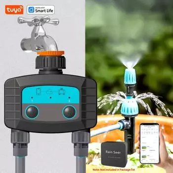 1шт Tuya Smart Sprinkler Timer, двойная Bluetooth система полива садового шланга, наружный таймер подачи воды для садовых шлангов, программируемый серый