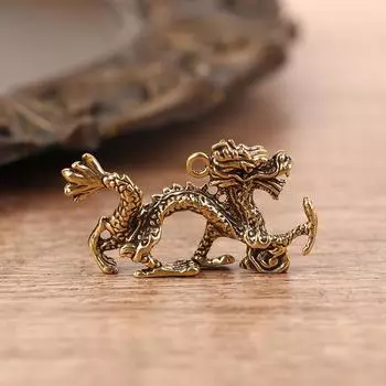 1шт твердая латунь зодиакальный дракон маленькая статуя настольный орнамент фэн-шуй декор